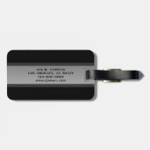 Étiquette À Bagage Texte en calques personnalisable moderne | Noir et (Dos horizontal)