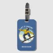 Étiquette À Bagage Texte et nom personnalisés SNOWBOARDER (Devant Vertical)