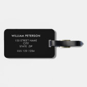 Étiquette À Bagage Texte Logo simple noir (Dos horizontal)