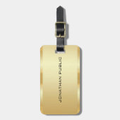 Étiquette À Bagage Texte personnalisable Faux Gold Modèle Élégant (Devant Vertical)