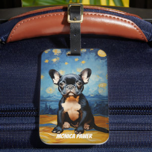 Étiquette À Bagage 🐕 texte personnalisé, chiot Frenchie