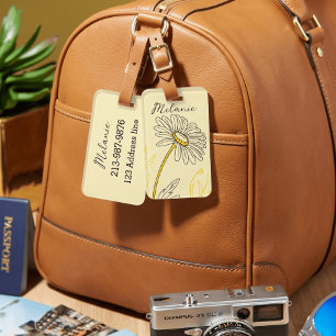 Étiquette À Bagage texte personnalisé de la marguerite