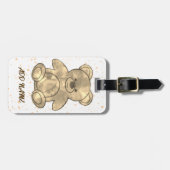 Étiquette À Bagage Texte personnalisé de l'ours en peluche (Devant horizontal)