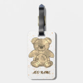 Étiquette À Bagage Texte personnalisé de l'ours en peluche (Dos Vertical)