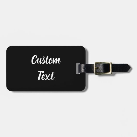 Étiquette À Bagage Texte personnalisé en noir avec script blanc (Devant horizontal)
