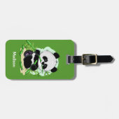 Étiquette À Bagage Texte personnalisé et couleur Panda bagage tag 1/4 (Devant horizontal)