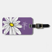 Étiquette À Bagage Texte personnalisé marguerite mauve et jaune (Devant horizontal)