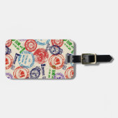 Étiquette À Bagage Texture avec de vrais timbres. (Devant horizontal)