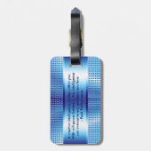 Étiquette À Bagage Texture bleu métallique Imprimer Monogramme gras (Dos Vertical)