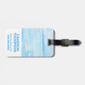 Étiquette À Bagage Texture bleue Abstraite| Ajouter votre nom (Dos horizontal)
