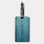 Étiquette À Bagage Texture Bois, Fleurs Simplistes (Dos Vertical)