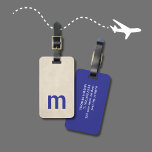 Étiquette À Bagage Texture cool Beige Bold Monogramme bleu<br><div class="desc">Conception moderne et entièrement personnalisable avec monogramme bleu et texture arrière - plan beige/bleu.</div>