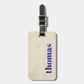 Étiquette À Bagage Texture cool Beige Gras Bleu Nom (Devant Vertical)