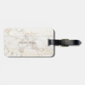 Étiquette À Bagage Texture cool en marbre, Monogramme personnalisé (Dos horizontal)