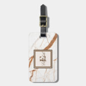 Étiquette À Bagage Texture cool en pierre de marbre, Monogramme perso (Devant Vertical)