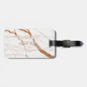 Étiquette À Bagage Texture cool en pierre de marbre, Monogramme perso (Dos horizontal)