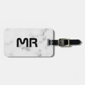 Étiquette À Bagage Texture de marbre blanc de luxe (Devant horizontal)