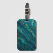 Étiquette À Bagage Texture de marbre d'agate bleu profond de l'océan (Devant Vertical)