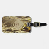 Étiquette À Bagage Texture de marbre de pierre géométrique, Monogramm (Devant horizontal)