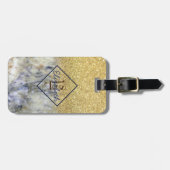 Étiquette À Bagage Texture de marbre, Parties scintillant Ombre - Per (Devant horizontal)
