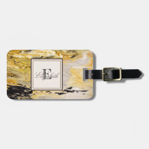 Étiquette À Bagage Texture de marbre tendance cool, personnalisée ave