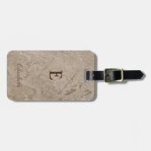 Étiquette À Bagage Texture de marbre tendance, monogramme personnalis (Devant horizontal)