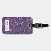 Étiquette À Bagage Texture de scintillement violet faux avec texte pe (Devant horizontal)