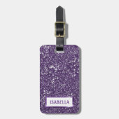 Étiquette À Bagage Texture de scintillement violet faux avec texte pe (Devant Vertical)