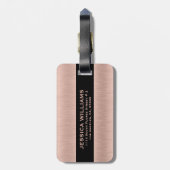 Étiquette À Bagage texture en aluminium brossé rose-or (Dos Vertical)