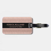 Étiquette À Bagage texture en aluminium brossé rose-or (Dos horizontal)