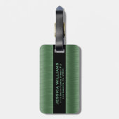 Étiquette À Bagage Texture en aluminium brossé vert métallique (Dos Vertical)