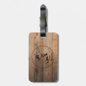 Étiquette À Bagage Texture en bois rustique et monogramme de cerfs su (Dos Vertical)