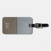 Étiquette À Bagage texture en cuir Brown et gris design client (Devant horizontal)