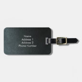 Étiquette À Bagage Texture en cuir noir monogramme Faux (Devant horizontal)