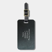 Étiquette À Bagage Texture en cuir noir monogramme Faux (Devant Vertical)