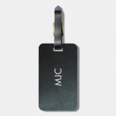 Étiquette À Bagage Texture en cuir noir monogramme Faux (Dos Vertical)