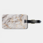 Étiquette À Bagage Texture en pierre de marbre, Monogramme personnali (Dos horizontal)