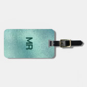 Étiquette À Bagage Texture irisée turquoise chatoyante (Devant horizontal)