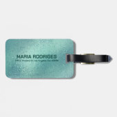 Étiquette À Bagage Texture irisée turquoise chatoyante (Dos horizontal)