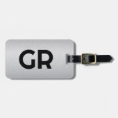 Étiquette À Bagage Texture métallique gris clair Texte personnalisé (Devant horizontal)