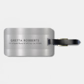 Étiquette À Bagage Texture métallique gris clair | typographie grise (Dos horizontal)