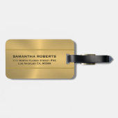 Étiquette À Bagage Texture métallique or brillante (Dos horizontal)