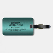 Étiquette À Bagage Texture métallique turquoise Personnalisée Typogra (Dos horizontal)