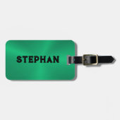 Étiquette À Bagage Texture métallique verte intense Texte personnalis (Devant horizontal)
