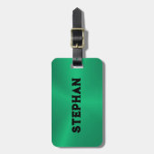 Étiquette À Bagage Texture métallique verte intense Texte personnalis (Devant Vertical)