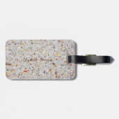 Étiquette À Bagage Texture moderne en pierre de marbre, Monogramme pe (Dos horizontal)