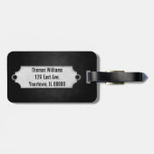 Étiquette À Bagage texture molle noire avec étiquette métallique (Dos horizontal)