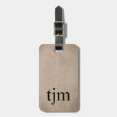 Étiquette À Bagage Texture simple Brown Gras noir Monogramme (Devant Vertical)