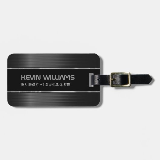 Étiquette À Bagage Texture simple en fibre de carbone noire (Devant horizontal)