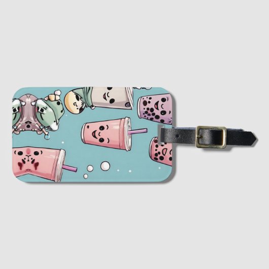 Étiquette À Bagage thé boba (Devant Horizontal)